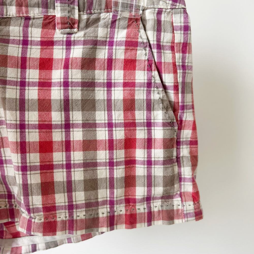 Vintage Y2K Volcom Shorts Plaid Size 7 Preppy Mid Rise Mini Skater Multicolor - Picture 4 of 6